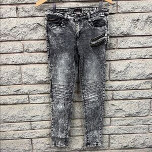 Akademiks Washed Black Skinny Moto Jeans